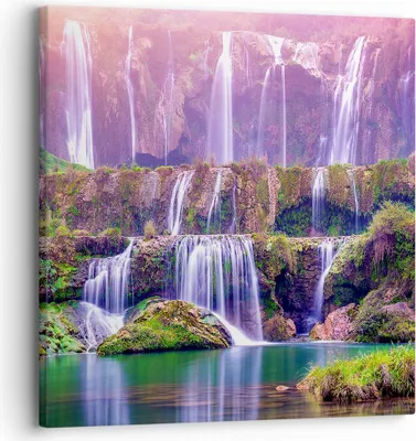 Produktbild von Bild auf Leinwand - Leinwandbild - Wasserfall Natur - 30x30cm - Wand Bild - Wanddeko - Wandbilder - Leinwanddruck - Bilder - Kunstdruck - Wanddekoration - Leinwand bilder - Wandkunst - AC30x30-3893
