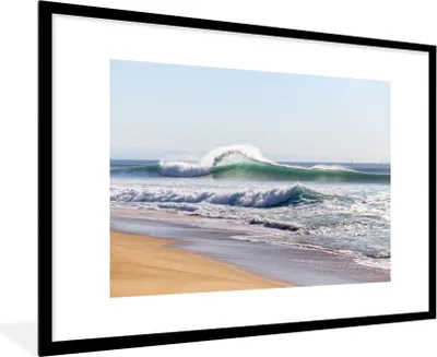 Produktbild von MuchoWow® MuchoWow® Gerahmtes Poster Strand - Wellen - Meer 90x60 cm - Poster mit zchwarzem Bilderrahmen - Wanddekoration - Fotos
