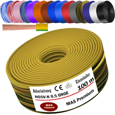 Produktbild von 100m Aderleitung H05 V-K 0,5 mm² Grüngelb Einzelader flexibel