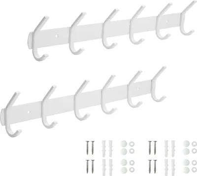 Produktbild von Wandhaken für Kleidung - Edelstahl - 2 Stück - Weiß - 42 cm
