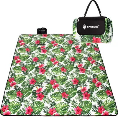 Produktbild von Picknickdecke XXL Campingdecke 200x200 cm Stranddecke Matte Isoliert - Hibiskus Blumen