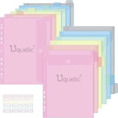 Produktbild von Dokumentenmappen A4 zum Abheften, 12 Stück, 6 Farben, Wasserdicht, 11 Lochrand, 2 Arten, Macaron-Farbe