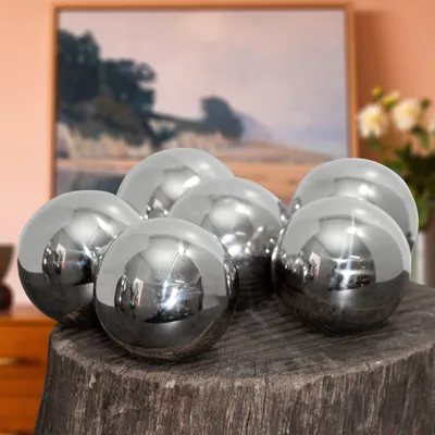 Produktbild von Dekokugel-Set, Aluminium, Dekoration, Klein, Silbern, Glänzend, 6er Pack