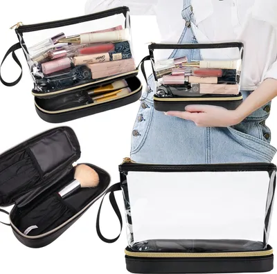 Produktbild von Transparente doppellagige Kosmetiktasche