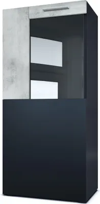 Produktbild von Vladon Stand-/Hänge Vitrine Movie, Schwarz matt/Beton Oxid Optik - Moderne Glasvitrine - (BxHxT): 50,5 x 111 x 32,5 cm