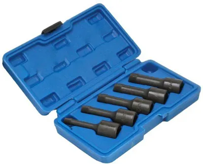 Immagine prodotto di Set di estrattori per viti svitate, rotte e danneggiate - con attacco 1/2", argento - kit di rimozione con punte per trapano, estrattori, 8-17 mm