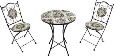Image de AXI Amélie Table et Chaise Bistrot, 2 Chaises 1 Table,  Ensemble Bistro Extérieur Autentique | Salon de Jardin Bistrot, Table Bistrot Mosaique pour