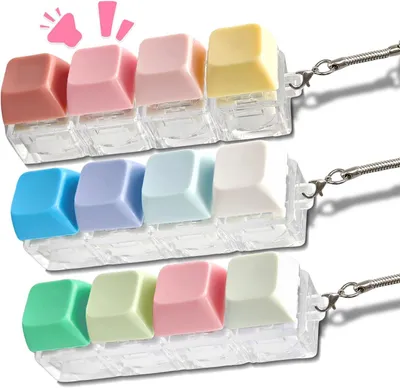 Produktbild von Tastatur-Fidget-Spielzeuge – 3er-Set – Schlüsselanhänger mit 4 Tastenkappen – Mechanischer, klickender Schlüsselanhänger, tragbar