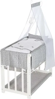 Produktbild von roba Stubenbett 3 in 1, Beistellbett ‚Miffy‘, Babybett, Kinderbank, weiß