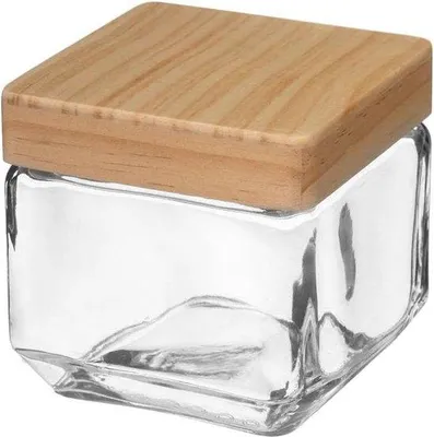 Produktbild von Quadratisches Glas mit Kieferndekel 085 l