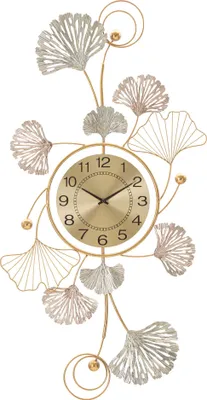 Zdjęcie produktu dla Zegar ścienny z metalową dekoracją LEAVY, 102 x 52,5 cm