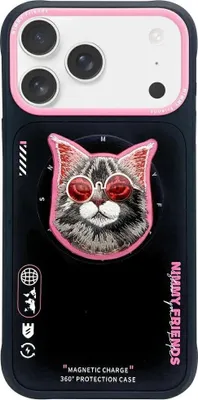 Obrázek produktu pro NIMMY case GLASSES COOL CAT compatible with MagSafe for IPHONE 17 Pro black pink