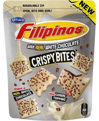 Produktbild von Artiach Filipinos Crispy Bites White 100g – Knusprige weiße Schokolade Snack