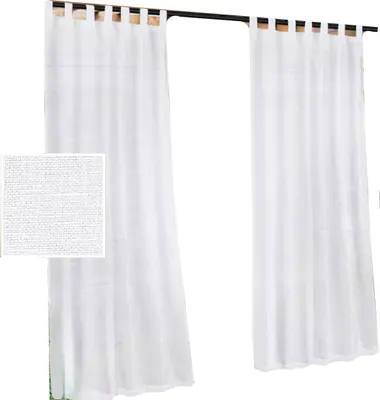 Produktbild von Wasserdichte Leinenvorhänge 2er-Set, lichtfilternd, Privatsphäreschutz, Tab Top, Weiß 52x108 Zoll für Terrasse Balkon Garten
