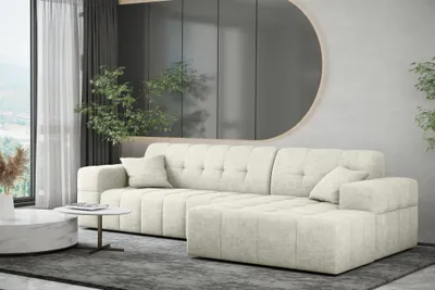Produktbild von Ecksofa Designersofa NANCY in Stoff Perfekt Harmony Pearl Ottomane Rechts