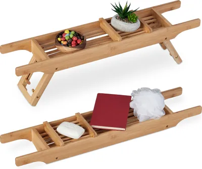 Produktbild von relaxdays Bambusová vaňová polica s nožičkami