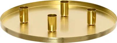 Produktbild von Tablett 25cm Metall & 4 verstellbare Kerzenhalter mit Magneten Gold