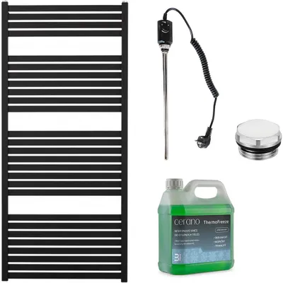 Productafbeelding van Elektrische radiator set voor de badkamer, model Vincenzo - 600W - mat zwart - 1330x600 mm