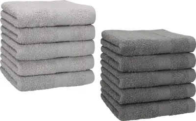 Produktbild von Betz 10 Stück Seiftücher 30x30 cm PREMIUM 100% Baumwolle  Farbe: anthrazit und silbergrau
