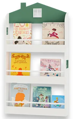 Immagine prodotto di Scaffale per bambini, ideale per libri e giocattoli, modello GINGER HOME – a forma di casetta, con 3 ripiani, in legno, dimensioni 60 x 12 x 106 cm