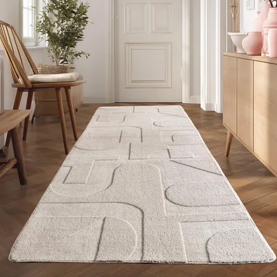 Zdjęcie produktu dla Teppium Dywan Boho Skandynawski Krótkow?osy z Efektem 3D Prany Mi?kki i Nowoczesny do Salonu, Rozmiar: 80x150 cm