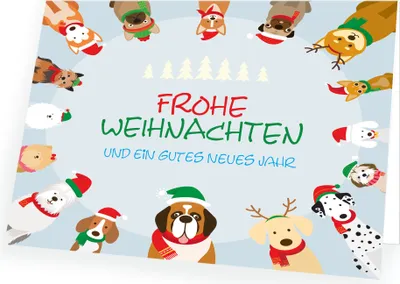 Produktbild von Weihnachtskarte Lustige Tiere mit passendem Umschlag 10x Karte 10x Umschlag