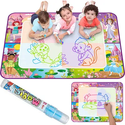 Produktbild von Malbücher Wasser Doodle Matte 100x80cm mit Stifte Magic Wasser Drawing Painting Grosse Matte Kinder Baby Malset fleckenfreien Malspaß Ab 3 Jahre Retoo