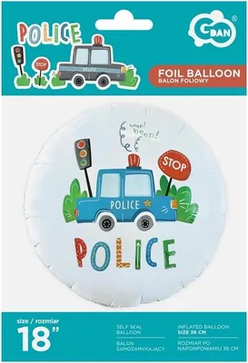 Zdjęcie produktu dla Balon Policji 18 cali - Idealna zabawa i emocje dla młodych detektywów! Wzbogać przyjęcia i wydarzenia tematyczne z naszym balonem w policyjnym stylu!