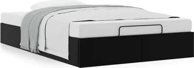 Image de Cadre de lit ottoman sans matelas noir 120x200 cm similicuir