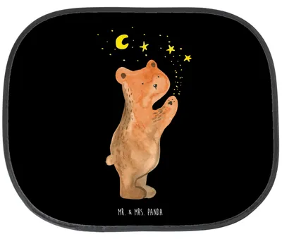 Produktbild von Mr. & Mrs. Panda Sonnenschutz Fürs Auto Verliebter Bär - Schwarz - Geschenk, Teddy, Spruch, Verliebte, To The Moon And Back, Partner, Hitzeschutz, Sonnenblende, für