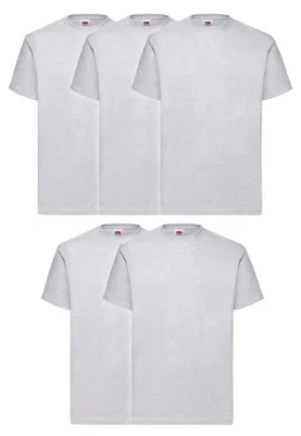 Produktbild von 5er Pack Fruit of the Loom Valueweight T-Shirt + GRATIS MyShirt Stoffbeutel Farbe: graumeliert Größe: 4XL