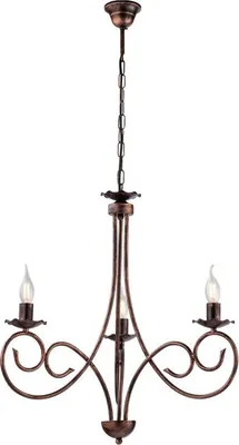 Zdjęcie produktu dla Alma - Żyrandol z czarnego lakierowanego żelaza z antyczną miedzianą dekoracją, 3 lampy, 120 cm - Ø50 cm - BL130-3-NR