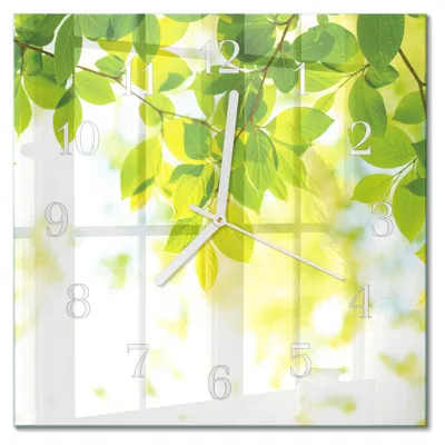 Produktbild von Tulup Glasuhr Wanduhr Küchenuhr Echt-Glas 30x30 cm Modern Dekorativ Geräuschlos Weiße Zeiger - Blätter