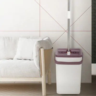 Produktbild von Selbstreinigender Mopp Magic Bucket, Microfiber 2 Mop Tuch,360°Lila
