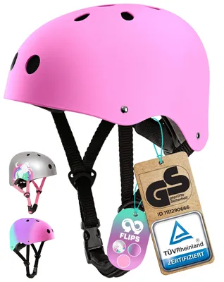 Produktbild von Skaterhelm Kinder - GS durch Rheinland - Ab 3 Jahren - Fahrradhelm Kinder Mädchen - Kinderhelm von Deutscher Marke - Skateboard HelmGröße-XS - 48-54 cm;Pink
