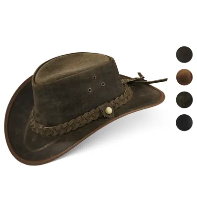 Produktbild von TEXAS Uni Western Reiten Cowboy Leder Hut Old Green Größe M