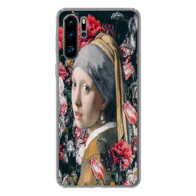 Produktbild von MuchoWow® Handyhülle Schutzhülle Hülle für Huawei P30 Pro Das Mädchen mit dem Perlenohrring - Blumen - Vermeer Silikon Softcase Handy Hülle - Schutzdeckel
