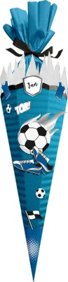 Produktbild von itenga SCHULTÜTEN Bastelset 68cm "FUSSBALL" meine Vereinstüte californiablau - blau weiß