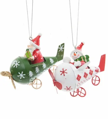 Produktbild von Christbaumschmuck Flugzeug Schneemann 8x6x5,5 cm 2 Stück