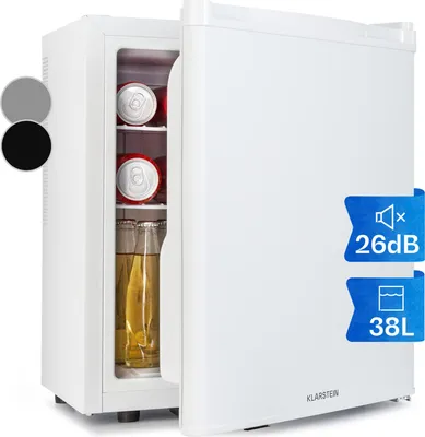Obrázok produktu pre Klarstein mini chladnička pre izby, mini chladnička na nápoje, občerstvenie a kozmetiku, malý minibar, malá a tichá chladnička, nastaviteľné police, malá Skincare chladnička 5-22 ° C, 38 l