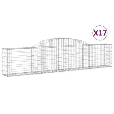 Zdjęcie produktu dla vidaXL Gabiony z wysokim łukiem 17 sztuk 300x30x60/80 cm Ocynkowane żelazo