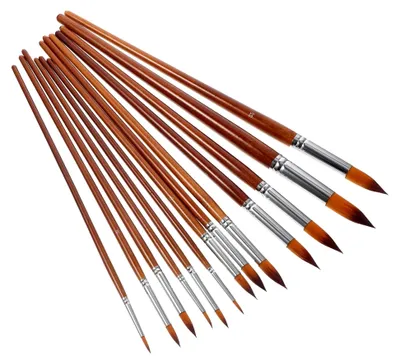 Produktbild von 13-teiliges Nylonpinsel-Set in zwei Farben, leicht zu reinigen und vielseitig einsetzbar für Aquarell, Gouache und Acrylfarben, präzises Zeichnen für Künstler und Studenten