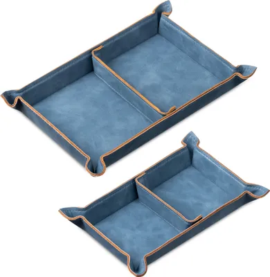 Produktbild von Navaris Lederschale Tablett aus Kunstleder - 2x Schale Ablage Leder - Ablageschale für Schmuck Schlüssel Münzen Handy - Uhrenablage Schlüsselablage