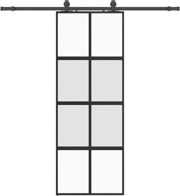 Produktbild von Schiebetür mit Beschlag Schwarz 76x205 cm Hartglas