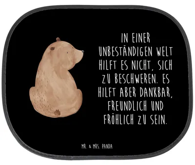 Produktbild von Mr. & Mrs. Panda Autoscheiben Sonnenschutz Bär Schulterblick - Schwarz - Geschenk, Motivation, Weltansicht, Auto Fenster, Bären, Bärenliebe, Sonnenblende, Weisheit, Teddy