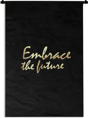 Produktbild von MuchoWow® Wandteppich Wandbehang Zitate - Motivation - Schwarz - Gold 90x135 cm Tapisserie Dekoration Wandtuch - Baumwolle - Wandskulptur