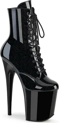 Produktbild von Pleaser FLAMINGO-1020BLG Plateau Stiefeletten Schwarz Glitzer EU 41