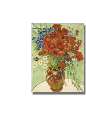 Produktbild von TPFLiving Kunstdruck LW-511 (OHNE RAHMEN) Poster - Leinwand - Wandbild - Hochauflösender Giclée-Druck, langlebig und hochwertig - Vincent Van Gogh - Stilleben, Vase mit Margeriten und Mohnblumen -  - Größe: 60x80cm
