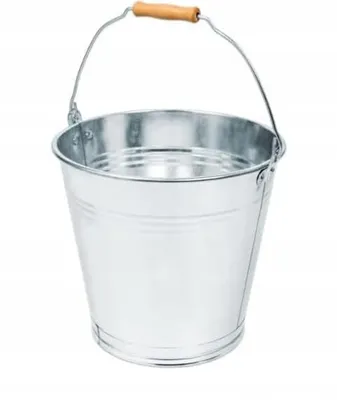 Produktbild von Eimer - Zinkeimer - Edelstahleimer - Milcheimer - Zinkeimer mit Holzgriff- 16,10,12,5,7l Wassereimer - Futtereimer - Kückeneimer (Zinkeimer mit Holzgriff, 12l)