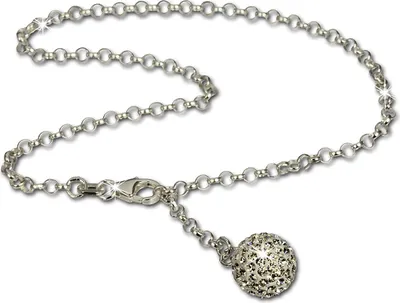 Produktbild von SilberDream Damen-Fußkette 25cm 925er Silber glitzer silber gold Kugel SDF010W